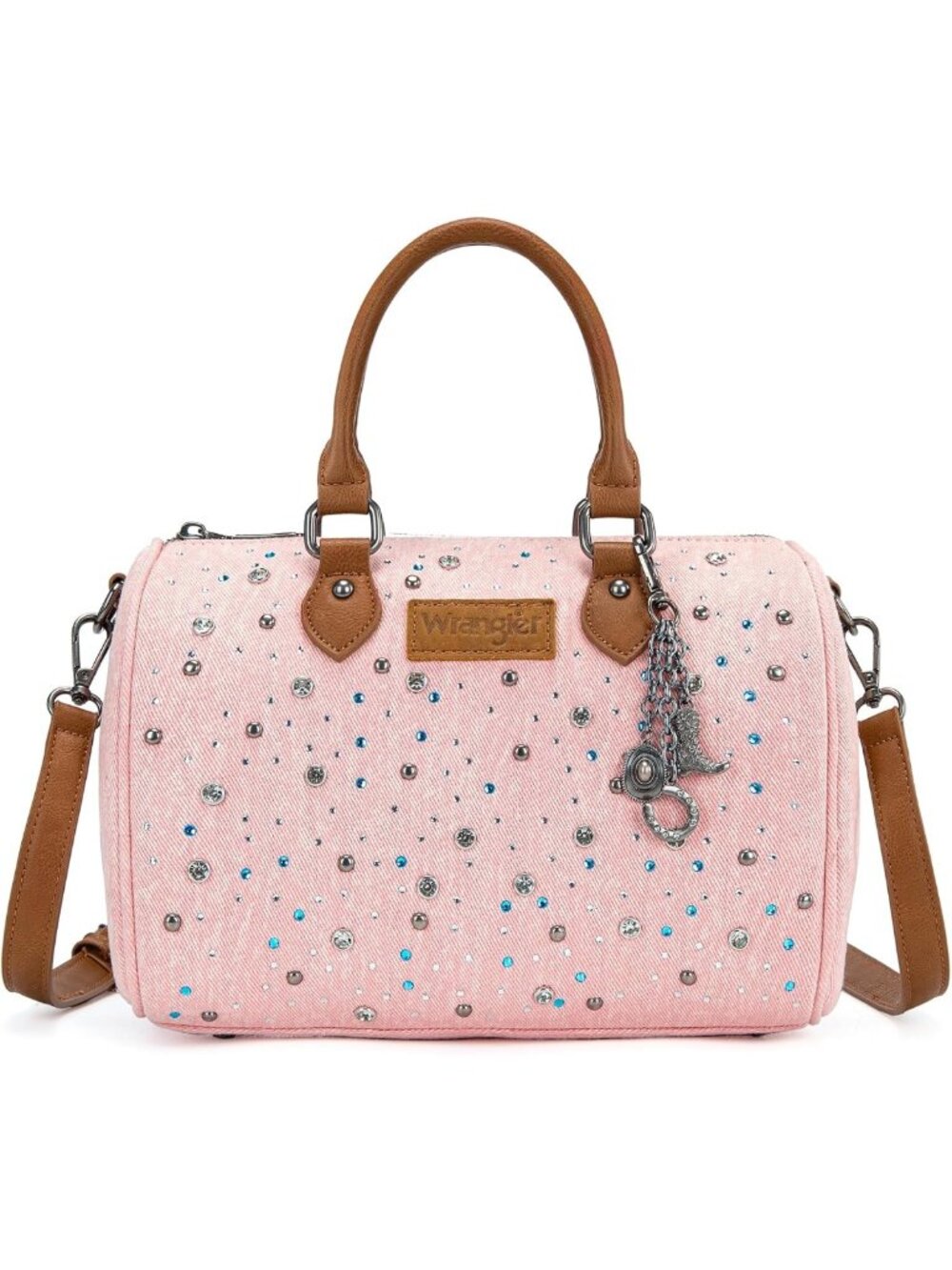 Rhinestone Denim Barrel Bag for Women | Y2K Crossbody Satchel Purse